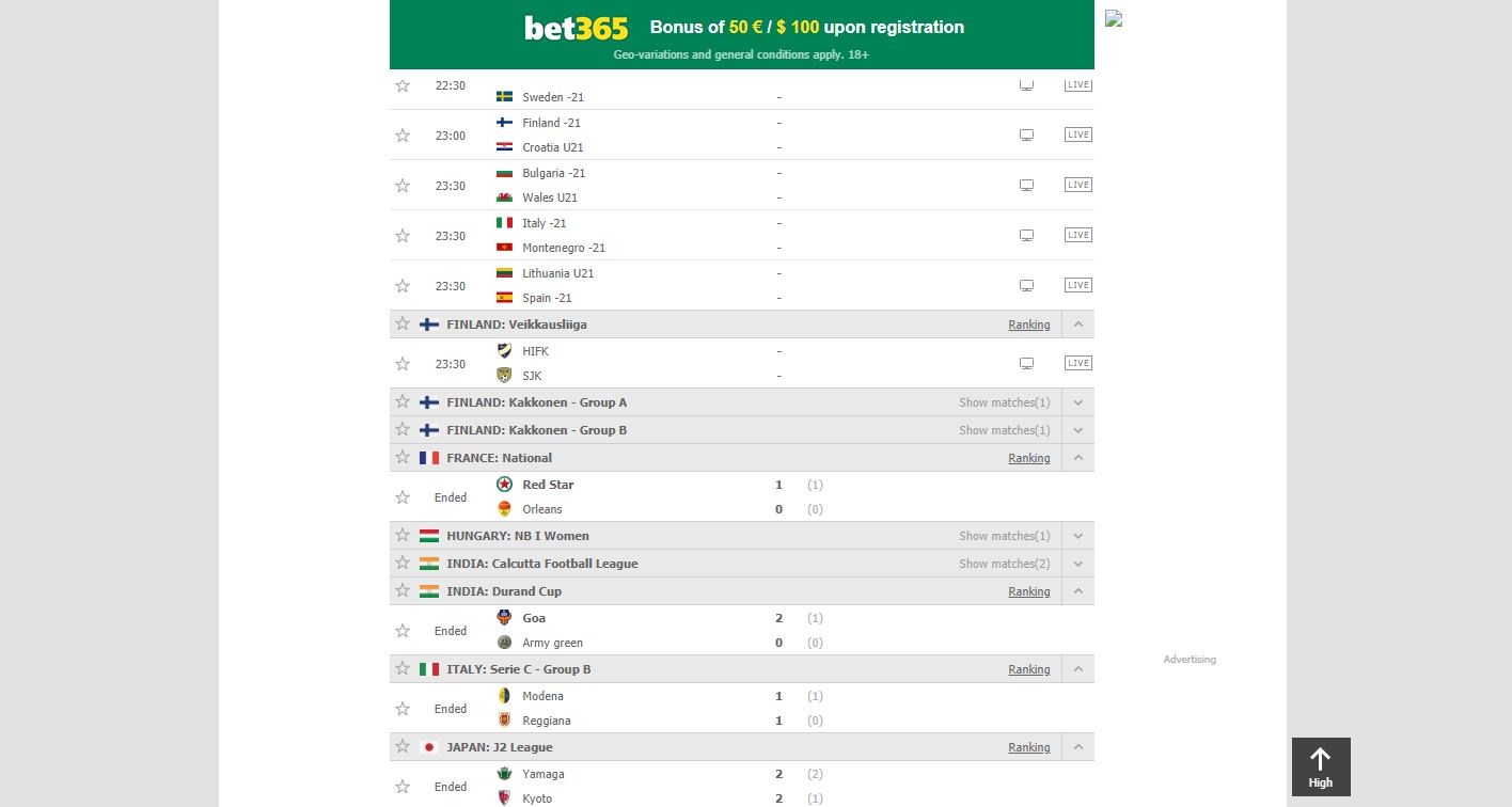 screenshot from Flashscore